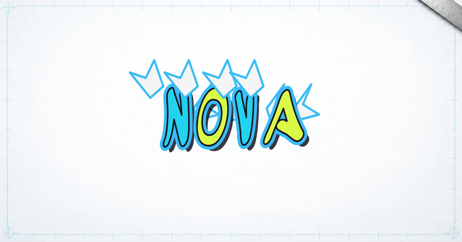 NOVA wildstyle lettering on a faintly gridded drafting sheet
