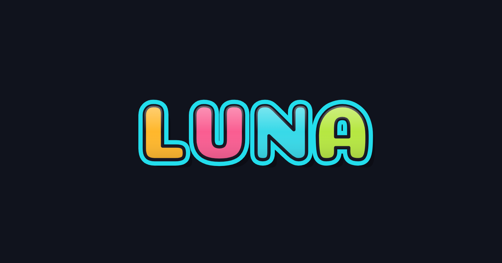 LUNA with evenly arranged bubble letters